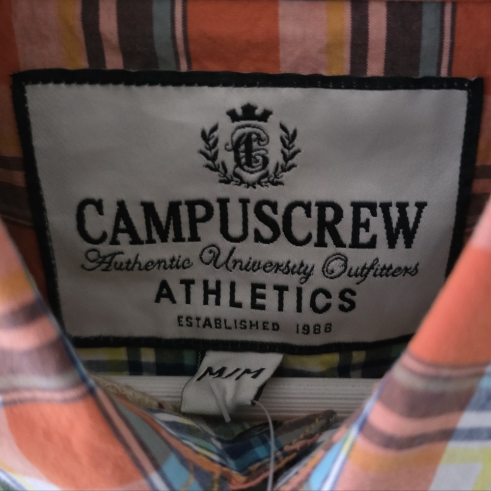 NWT Campus Crew M Deadstock Vintage Y2K Western Madras Plaid Pearl Snap Shirt - Picture 5 of 15